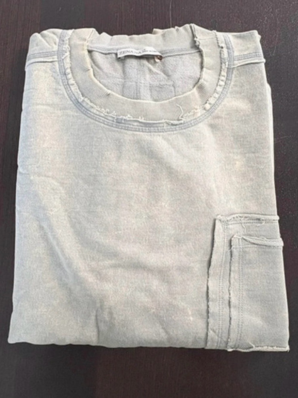 Zenana NEW Light Gray Acid Wash French Terry Oversized Shirt Sweatshirt 1X